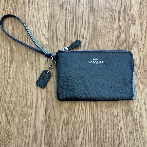 Coach Blue Patent Leather Quilted Wristlet